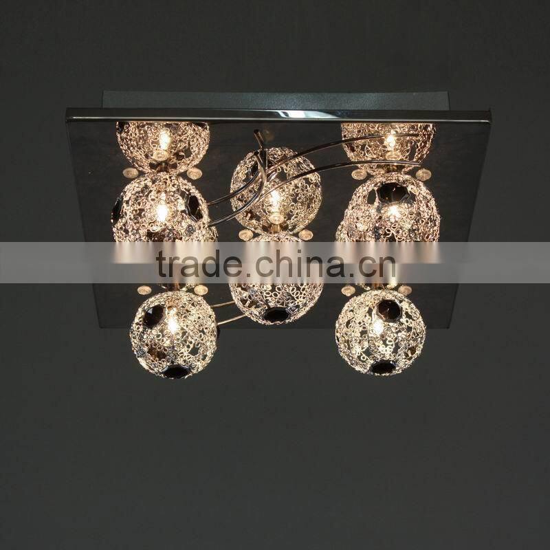 New Retro rustic smd led with halogen lamp iron and aluminum wire ball ceiling lighting fixture