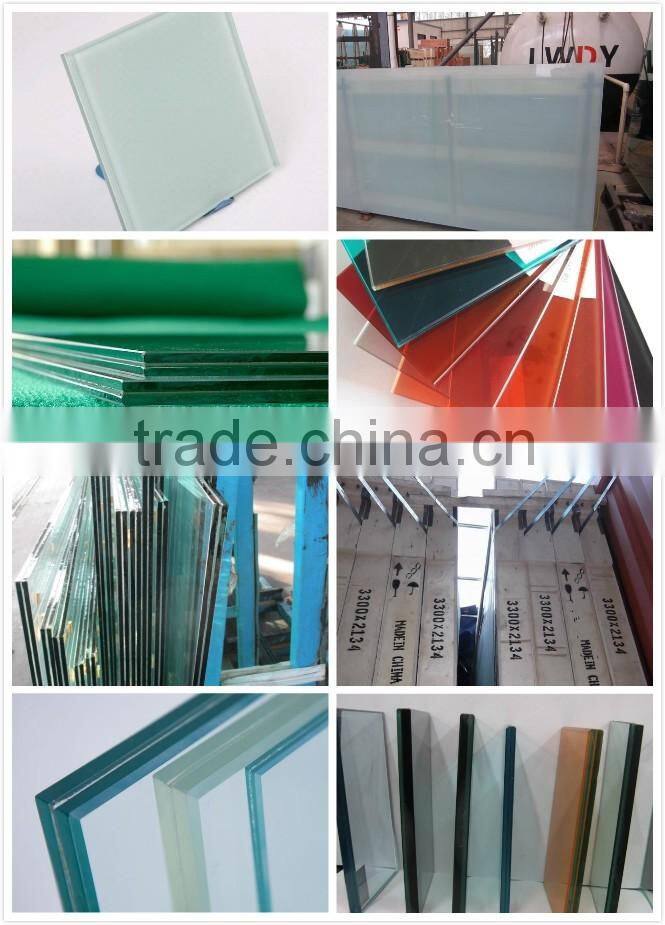 8mm toughened clear+ 0.76PVB+6mm toughened clear skylight laminated glass