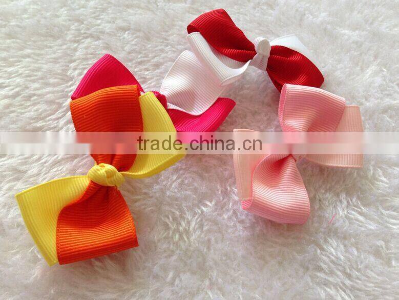 two color popular grosgrain ribbon bow,satin gift ribbon bow pre-made bow