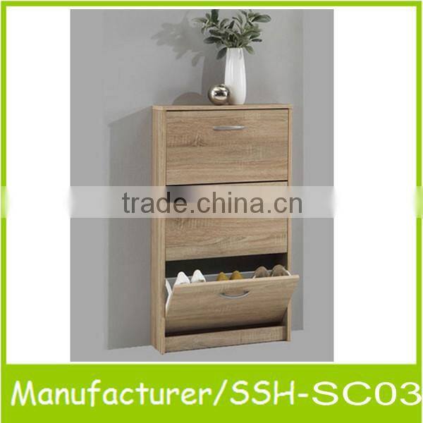 modern design wooden shoe cabinet with mirror