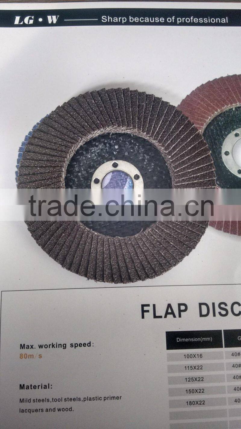 505 LG.W 4'' 100*16 brown fused alumina abrasive flap disc