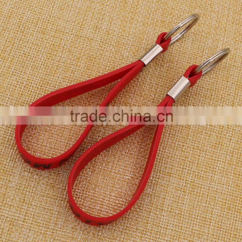 Wholesale Printed Bulk Keychain Silicone Wristband Keychain