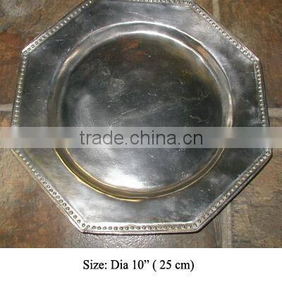 Designer metal charger plate