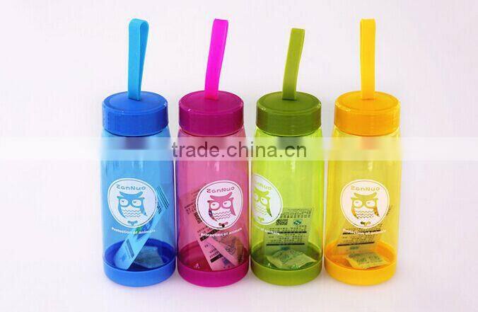 Six color cartoon design plastic drinking bottle with cute caps