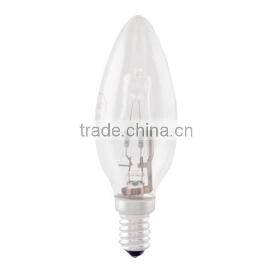 Halogen c35 candle light bulb 28w glass body e14