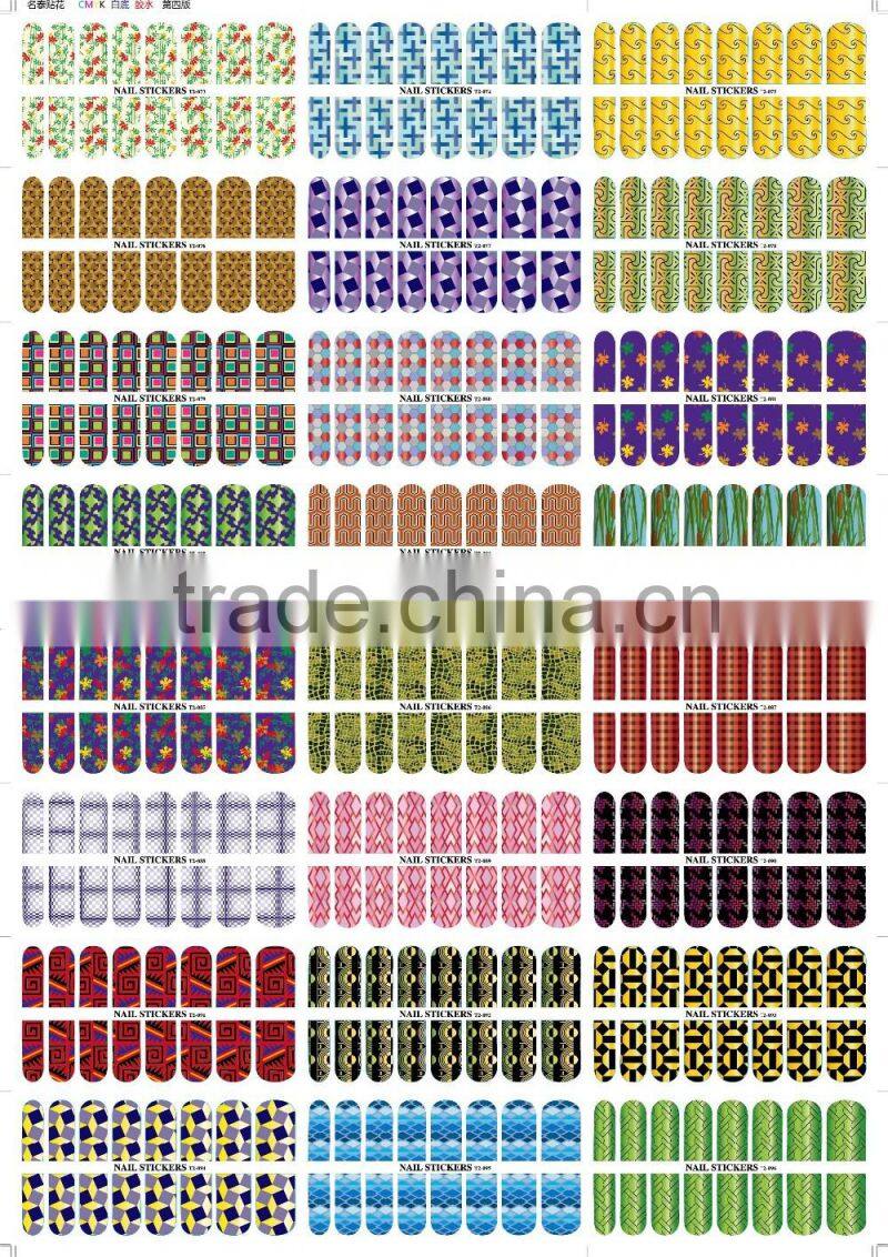 2015 wholesale 16pcs/sheet water transfer nail stickers decal cheap stickers nail