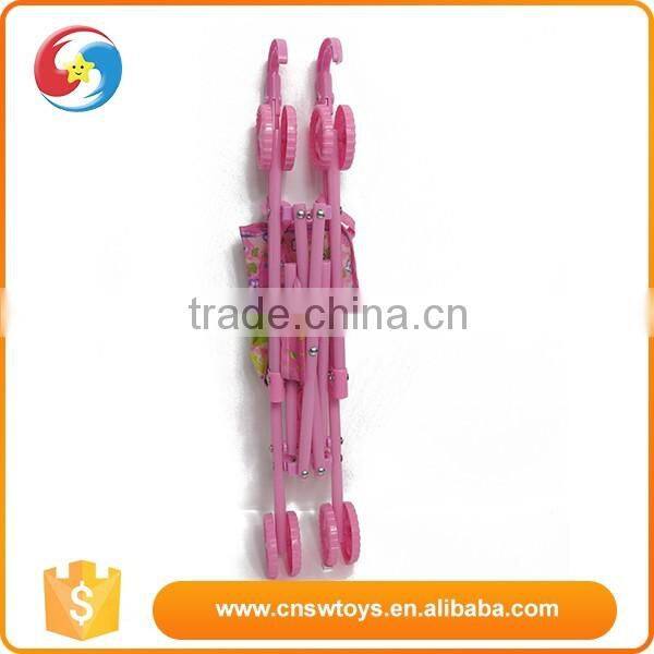 Lovely plastic lifelike baby doll 16 inch baby toy doll with baby pink cart