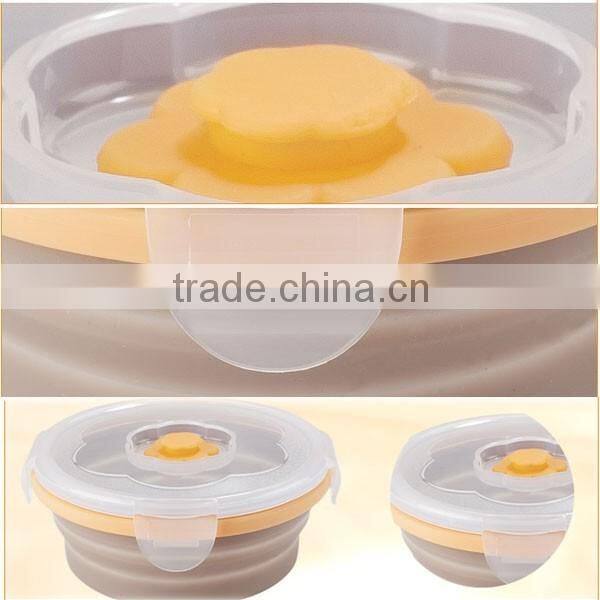 High quality factory supplied folding food grade silicone container/ lunch box