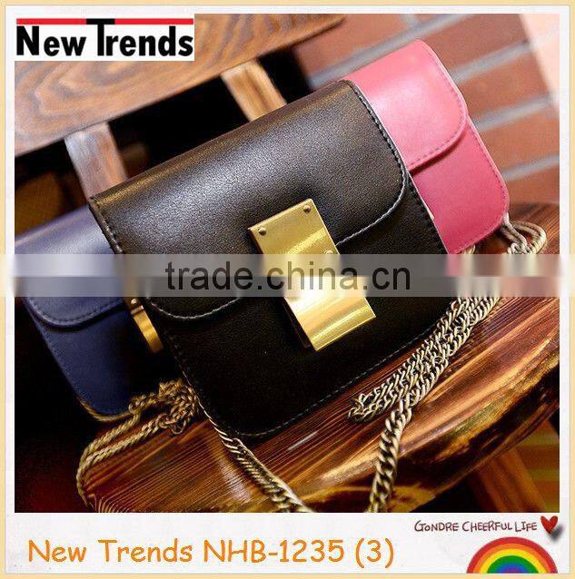 Fashion blue small bag with golden buckle