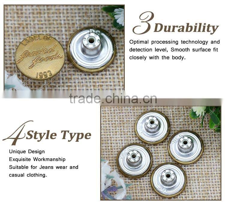 Wholesale Custom Fancy Screw Jean Button,Jean Rivet for Clothing