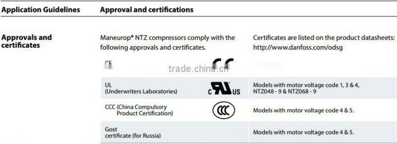NTZ096 High Quality and Precision Maneurop Hermetic Reciprocating Compressor