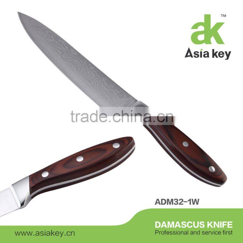 vg10 knife Tiny Ware Pattern Damascus 9-1/2 inch Chef Knife with Wood Handle
