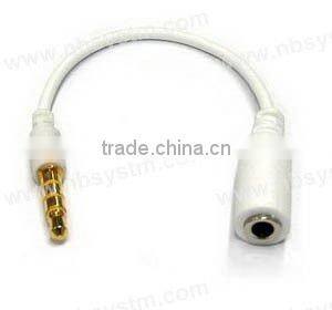 3.5mm 4 pole to 3.5mm stereo jack adapter cable white