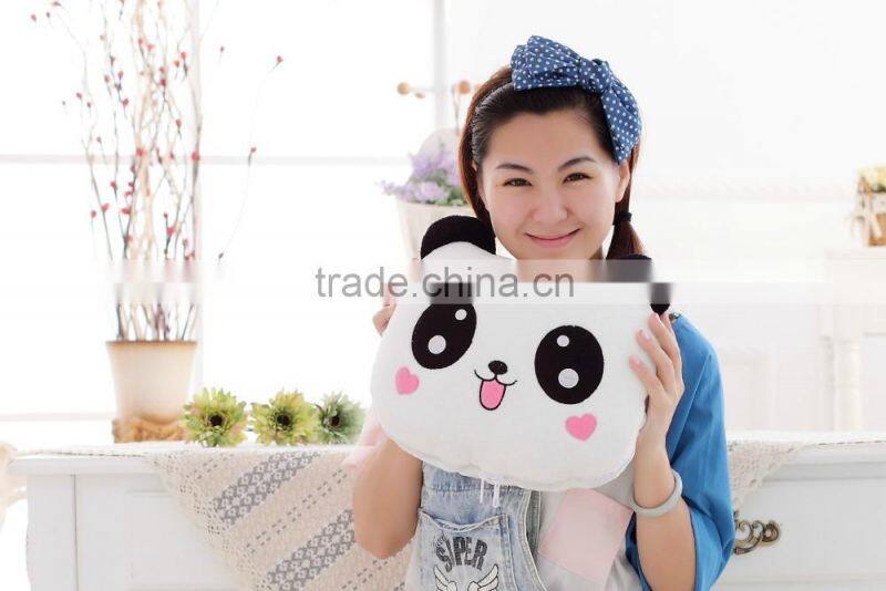 cartoon panda style coral fleece 2 in 1 cushion roll-matt, 100x150cm kid's vehicle-mounted plush folding blanket