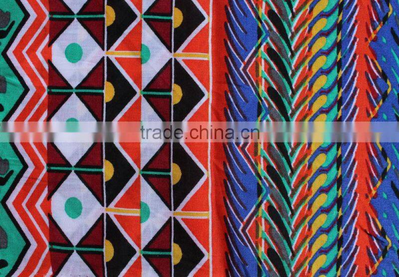 zig zag stripe diamond shape printed polyester cotton rayon blend fabric