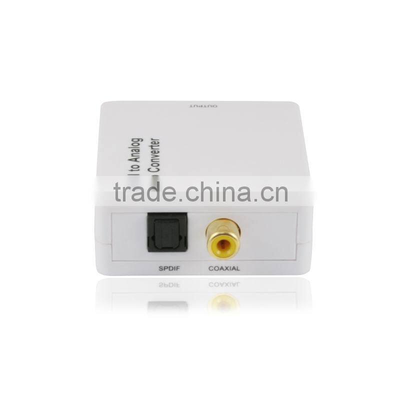 Shenzhen manufactured plasic housing Digital Coaxical Toslink to Analog R/L 3.5mm Audio Converter