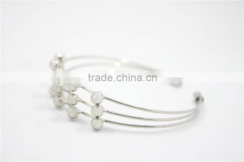 Silver Bracelet Designs Adjustable Cuff Jewelry Three Layered Silver Ball Handmade Bracelet For Women For 2016New Intrend style