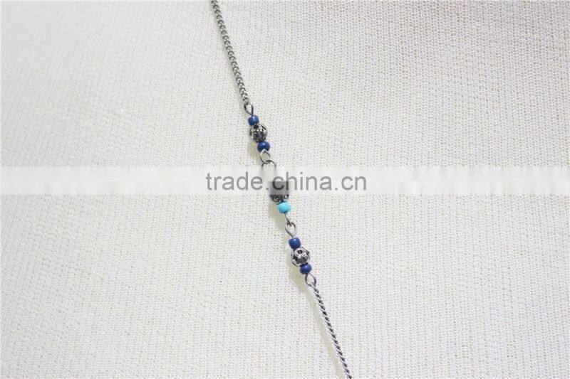 Boho Lariat Necklace Turquoise Necklace w/ Tiny Tassle Necklace 2016 Fashion Style Wholesale