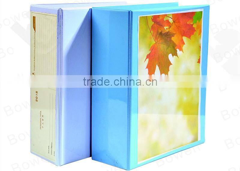 A4 size 4 pin post binder pvc leather file folder white with transparent pocket