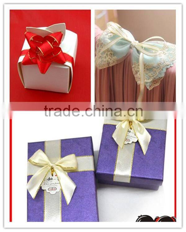 Wholesale Gold & Silver Metallic Edges Polyester Satin Ribbon Roll