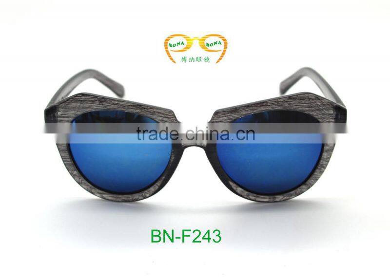 2015 high quality Wooden Frame mirroor lens sunglasses