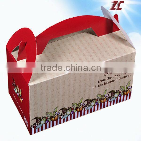Hot Sale Take Away Paper Cake Box with Handle for Food Packaging