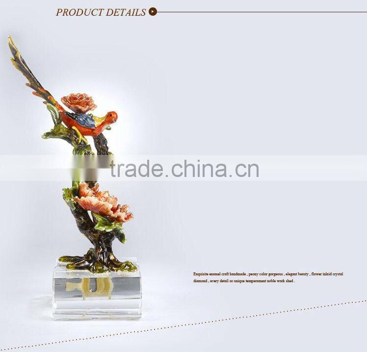 RORO Wealth and Auspice peony enamel pewter crystal decorative article for home decoration