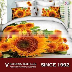 100% cotton 2015 new pattern bed linen sets/duvet cover set SUNFLOWER 5D print
