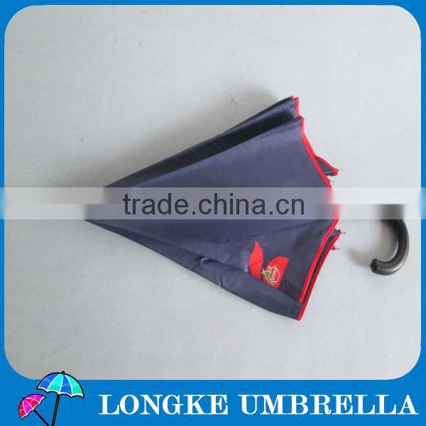 Pongee fabrci customer design navy blue color with red border 24" straight umbrella a
