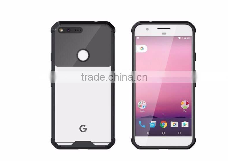 Wholesale Cheap Price Transparent 2 in 1 TPU Bumper + Hard Plastic Hybrid Back Cover Acrylic Clear Case For Google Pixel XL
