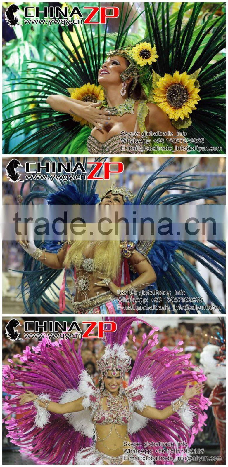 ZPDECOR Feather Dyed Green Hen Ringneck Pheasant Wing Quills Feather