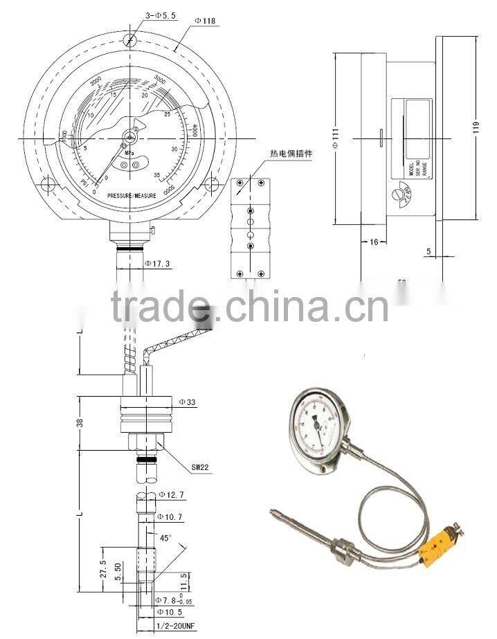 MPT124-221 temperature pressure meter