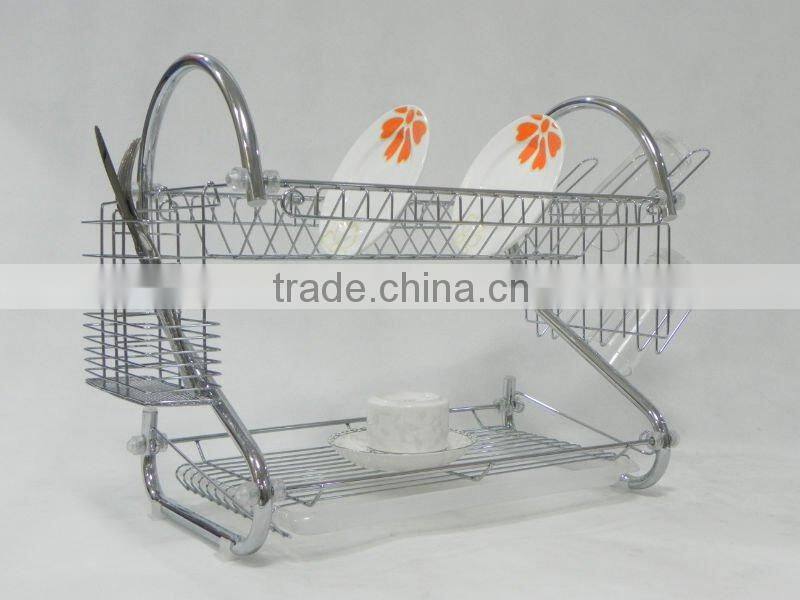2 tier dish rack with 9 shape and two trays
