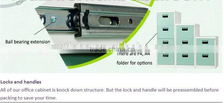 fireproof & waterproof office furniture type central locking 3 drawer flat file cabinet with safe inside for A3 & A4 papers