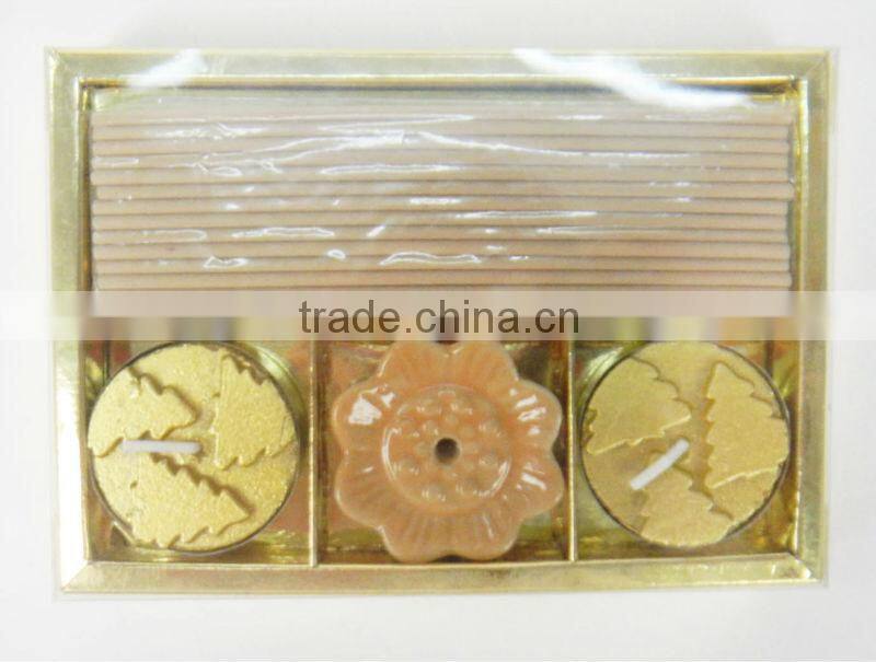 christmas tree tealight and incense with incense holder set