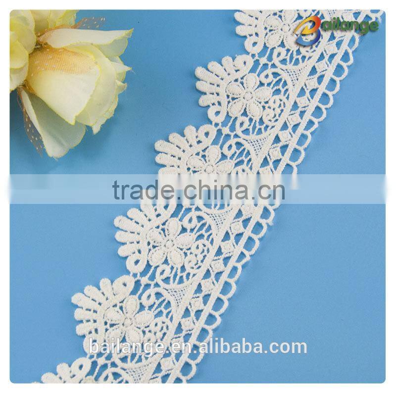 2015 pop top New Arrival Embroidered water soluble 100% cotton embroidered lace for clothes