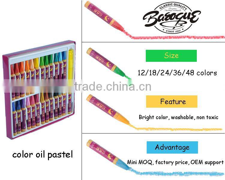 Hot sale washable children mini 6 colours wax crayons, non toxic oil drawing pastels color pen set for kids