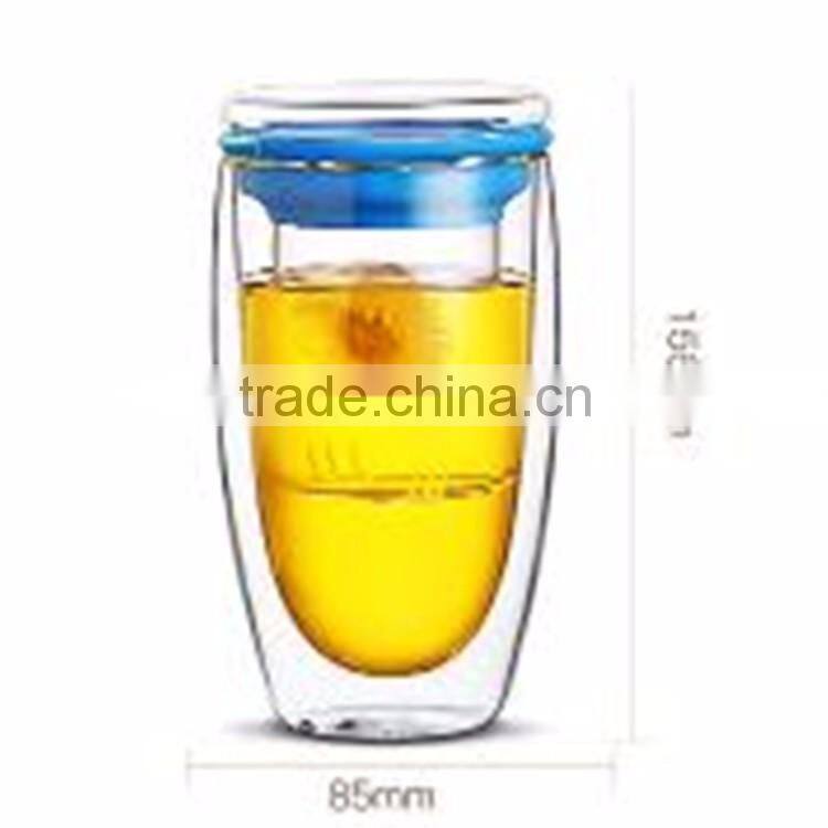 Drinkware Type Heat Resistant Double wall Borosilicate Glass Cup With Filter And Glass Lid Stockage.