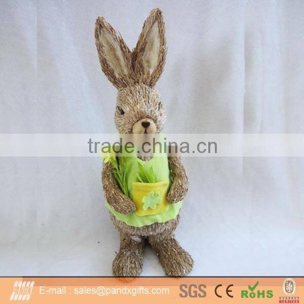 EASTER DECORATION 45CM STRAW BUNNY