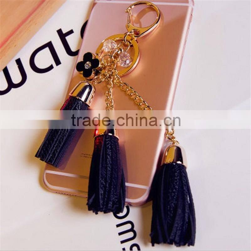 Luxury leather tassel car keychain