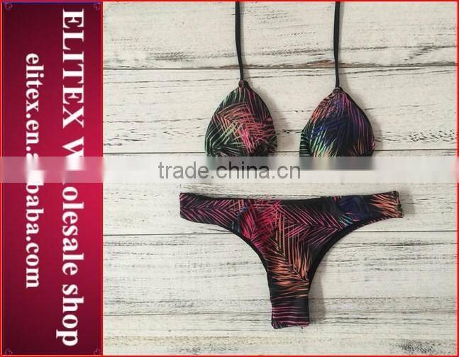 2017 Newest colorful leaves sexy print modest swimwear CK350