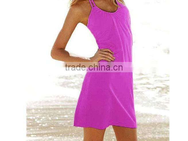 2014 Ladies Summer Casual Dress Fashion Beach Cover Up Halterneck Black Pink Blue 8 10 12 14