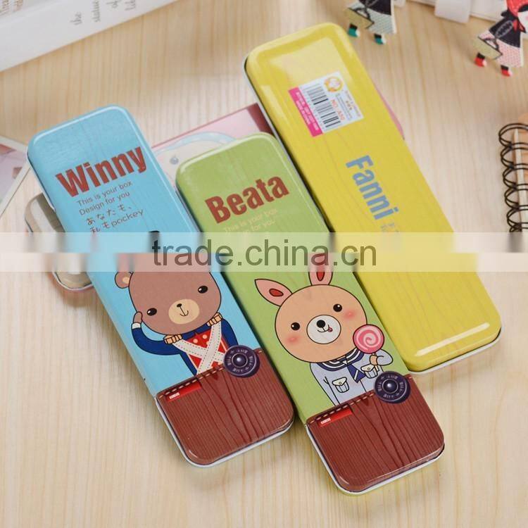 factory wholesale metal pencil case rectangular cartoon metal tin case