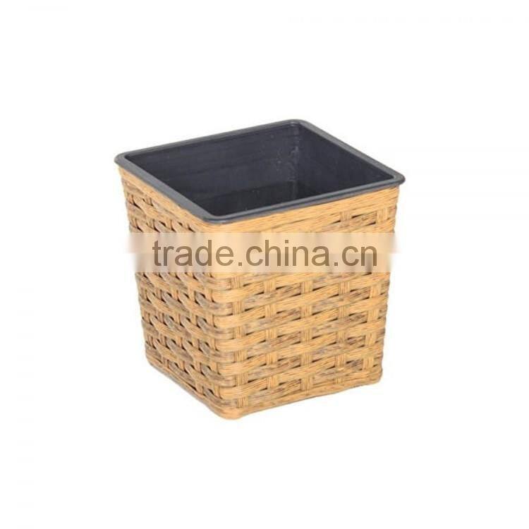 Home or office desk decororative 5 inches resin wicker sqaure mini flower pot