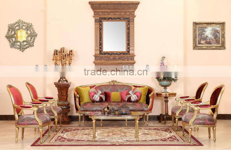 Elegant Arabia Style Wooden Home Furniture,Living Room Fabric Sofa Set,Luxury High Quality Chesterfield Chair