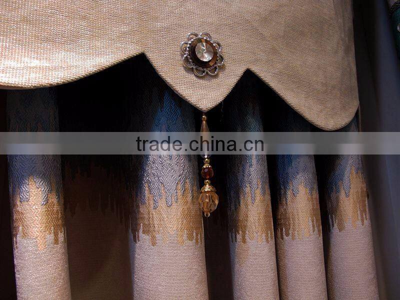 European Style Living Room Colourful Curtain/ Luxury Embroidery Curtains Fabric with Valance