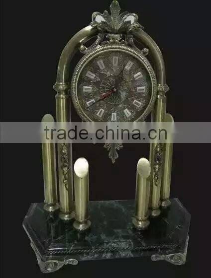 Magnificent Bright Gold Gilt Brass Mantel Clock, Black Marble Base Mantel Clock