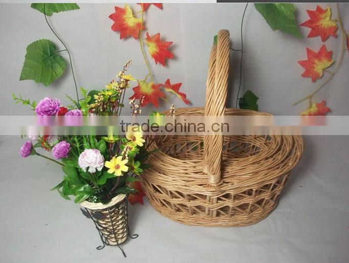 2014 Wicker handmade decorate flower basket with hanging as wedding decor