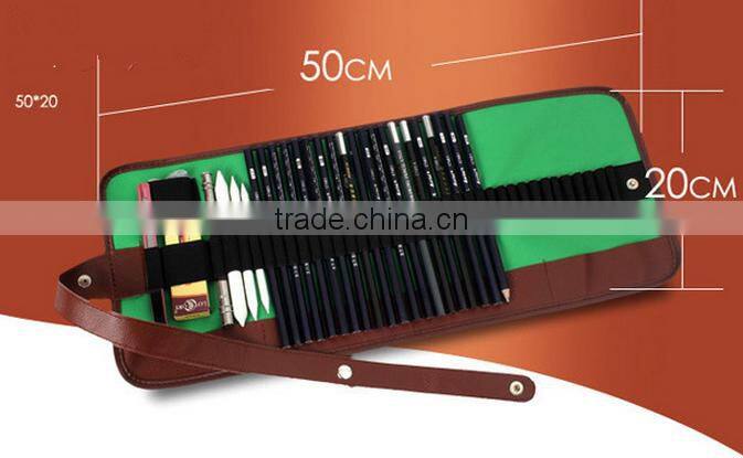 Factory Wholesale Roll Up 48 Slots Pencil Pouch Canvas Pencil Case