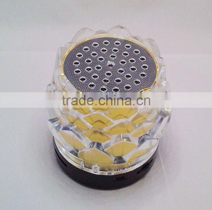 New arrival crystal lotus transparent colorful light speaker USB mini speaker creative speaker with radio function